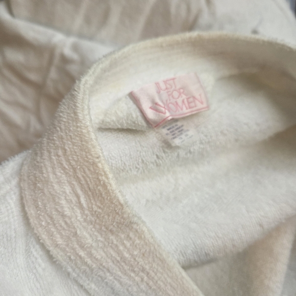 Just For Women White Cotton Terry Spa Robe - 1X/2X - Picture 7 of 13